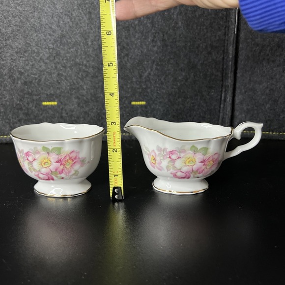 Schumann Arzberg Germany Wild Rose Pedestal Small Creamer and Open Sugar‎ - Picture 5 of 9